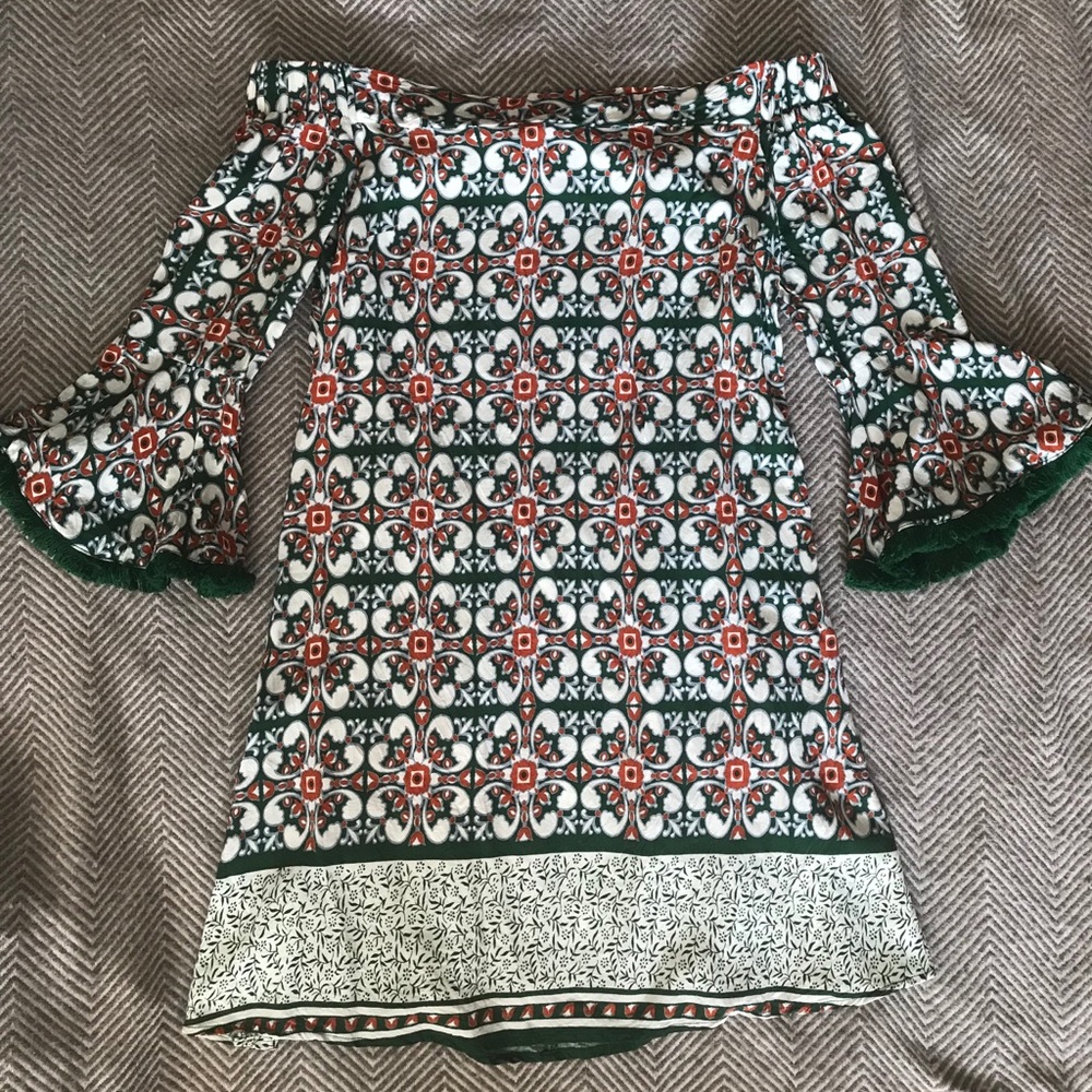 Off Shoulder Geometric Dress